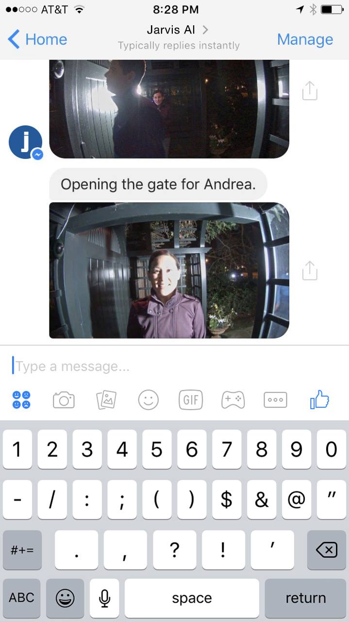 Jarvis chat bot opening gate