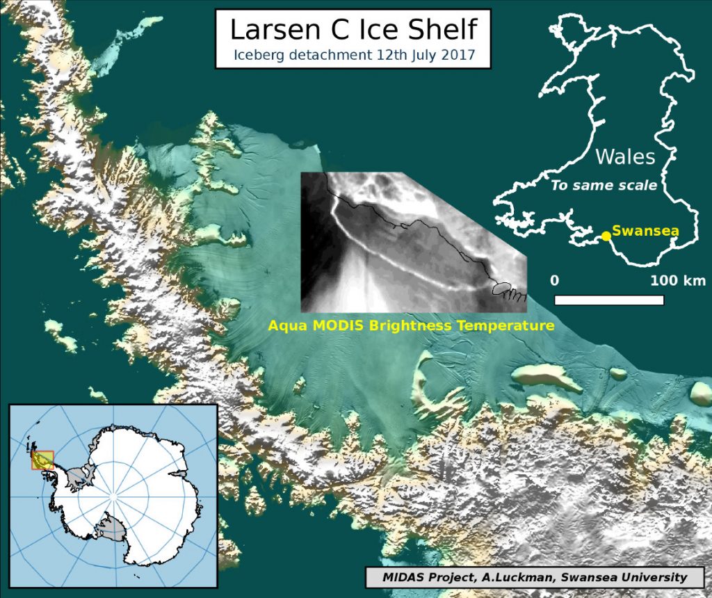 Map of iceberg detachment