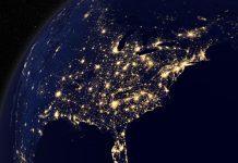 north america at night from space