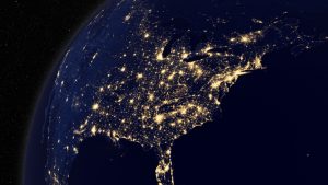 north america at night from space