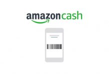Amazon Cash logo with slogan The fast, no fee way to use cash to shop on Amazon