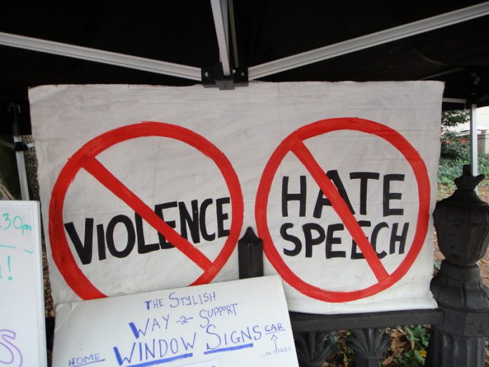 no violence, no hate speech sign