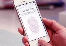 iPhone with the Touch ID setup displayed